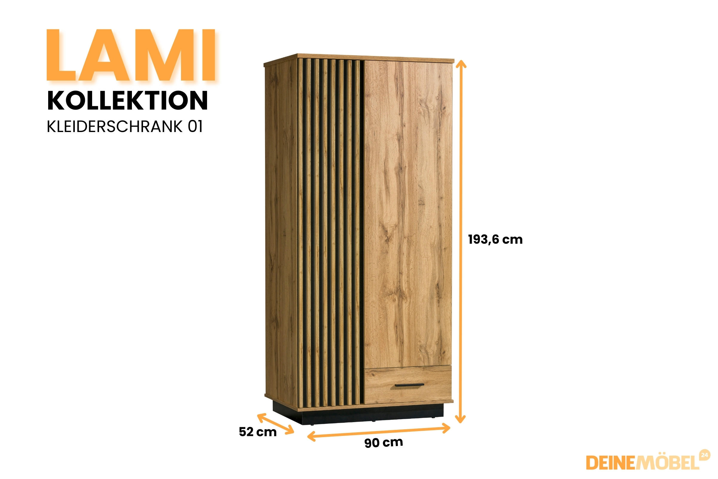 Thumbnail - Deine Möbel 24 Jugendzimmer-Set, Eiche Wotan, Schwarz, Holzwerkstoff, 355x56x194 cm, Kinder- & Jugendzimmer, Jugendmöbel...