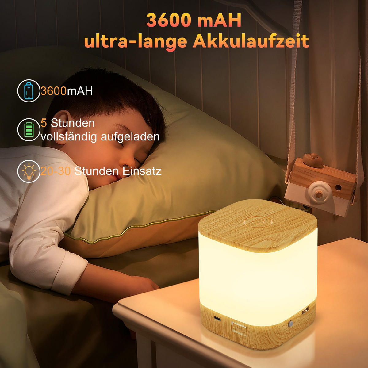 LED stolní lampa Ache 9,8/9,8/11,5 cm - hnědá, plast (9.8/9.8/11.5cm) - Nettlife