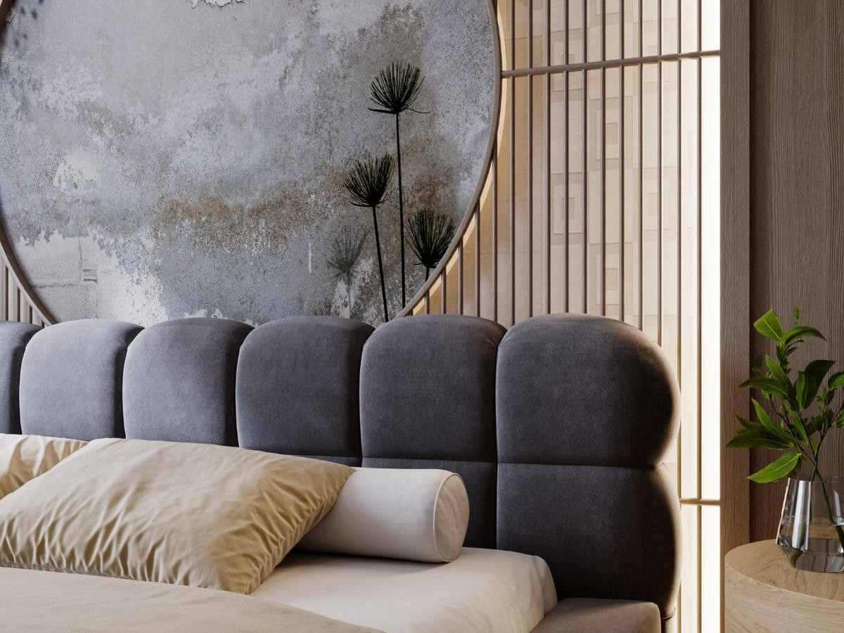 POLSTERBETT Plaza 160x200 Dunkelgrau - Dunkelgrau/Naturfarben, Holz/Kunststoff (160/200cm) - Graingold