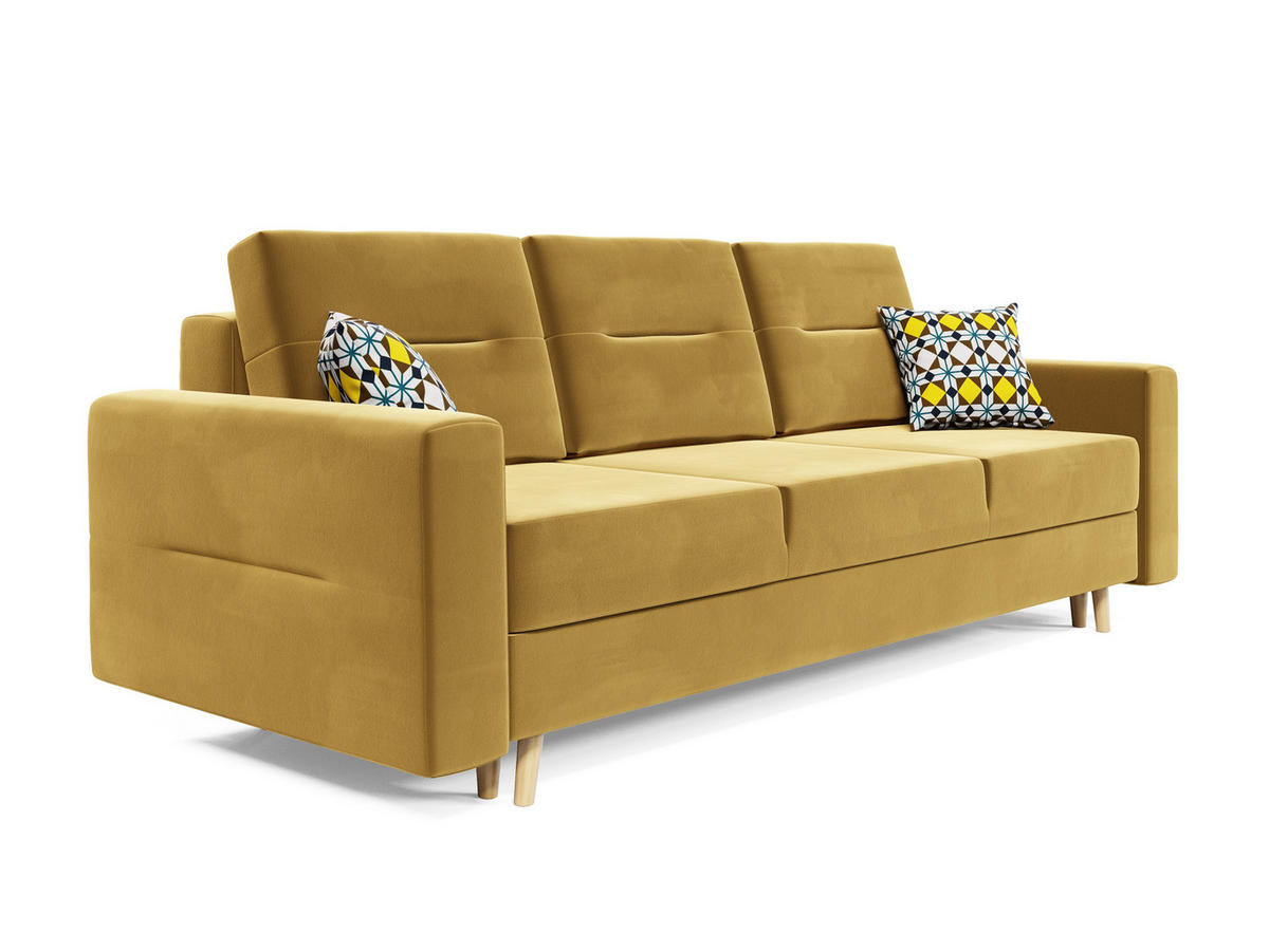 SOFA Bergen mit Schlaffunktion - Gelb/Goldfarben, Textil (234/90/95cm) - SIMKAM Furniture