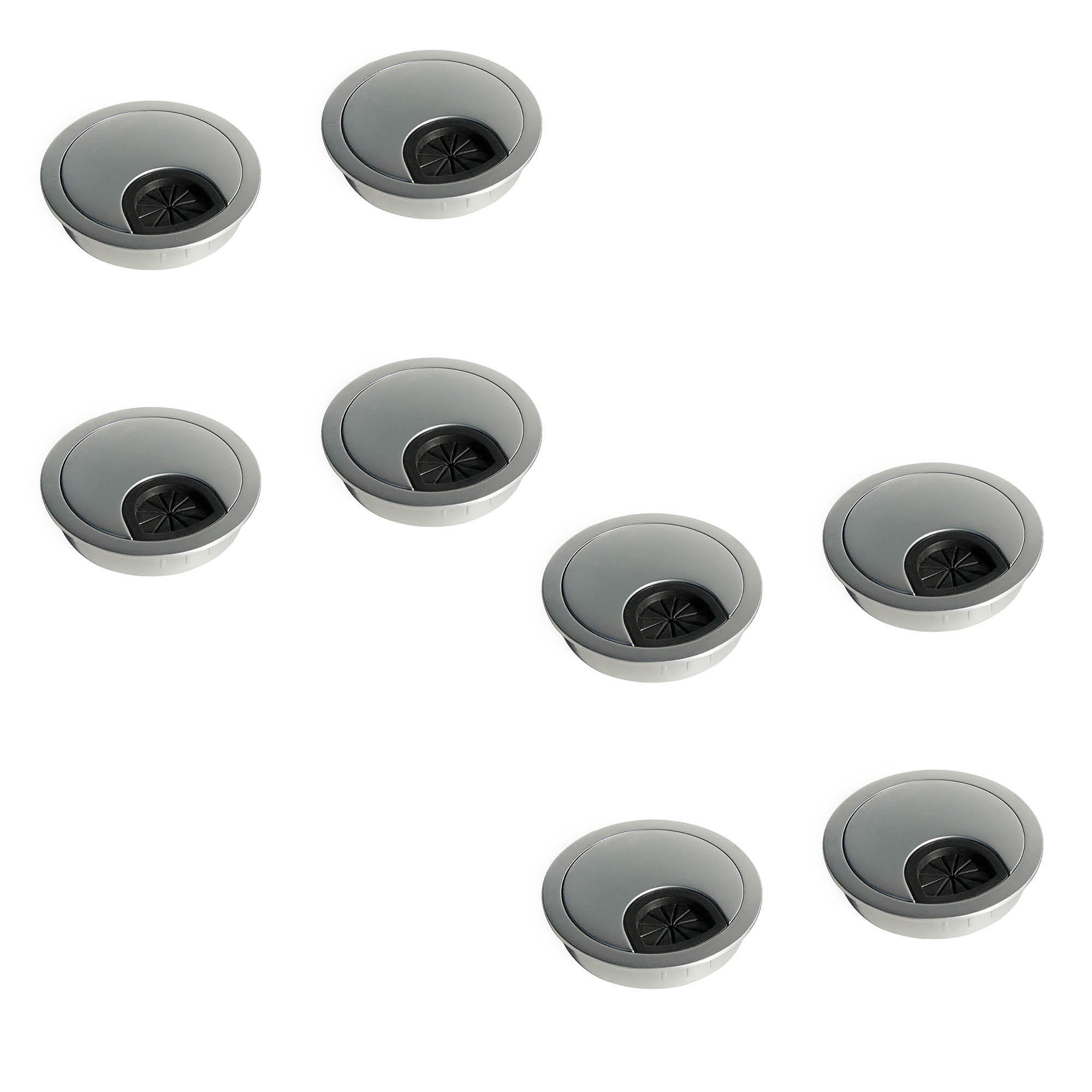 KABELDURCHFÜHRUNGEN Runde, Durchmesser 60mm, für Unterputzmontage, Zamak, Matt verchromt 8er-set - Nickelfarben, Kunststoff (6/6/2cm) - EMUCA