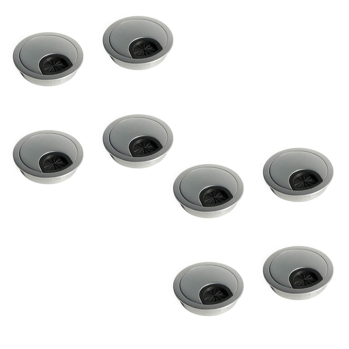 KABELDURCHFÜHRUNGEN Runde, Durchmesser 60mm, für Unterputzmontage, Zamak, Matt verchromt 8er-set - Nickelfarben, Kunststoff (17/10/10cm) - EMUCA
