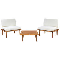2-SITZER LOUNGE SET zertifiziertes Akazienholz cremeweiß Frascati - Creme, Holz - Beliani