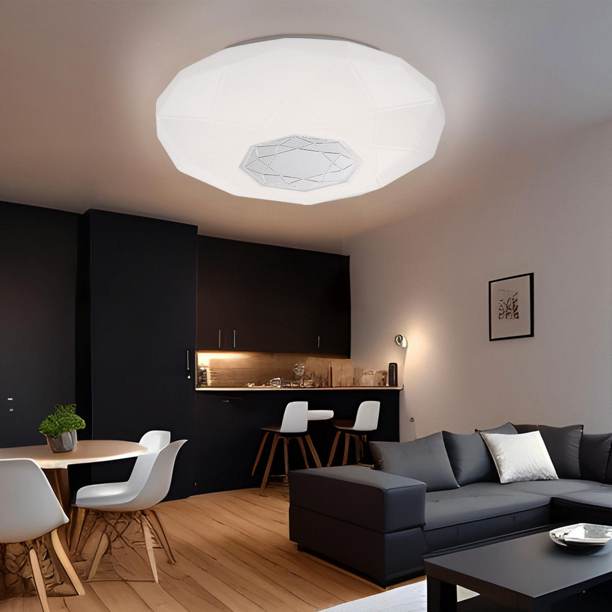 LED DECKENLEUCHTE Haluk Weiß Dekor Verspiegelt - Weiß, Metall (40/40/10.5cm) - Globo Lighting