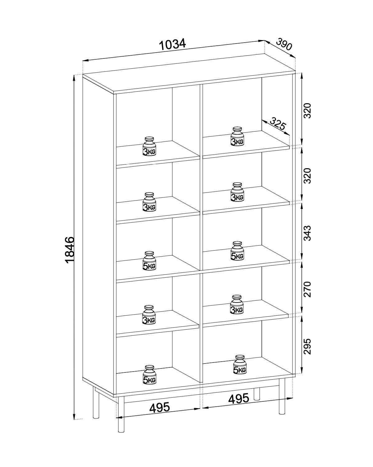 VITRINE JAPANDI Beige 104x39x185 cm - Beige, Holzwerkstoff (104/185/39cm) - FURNLUX