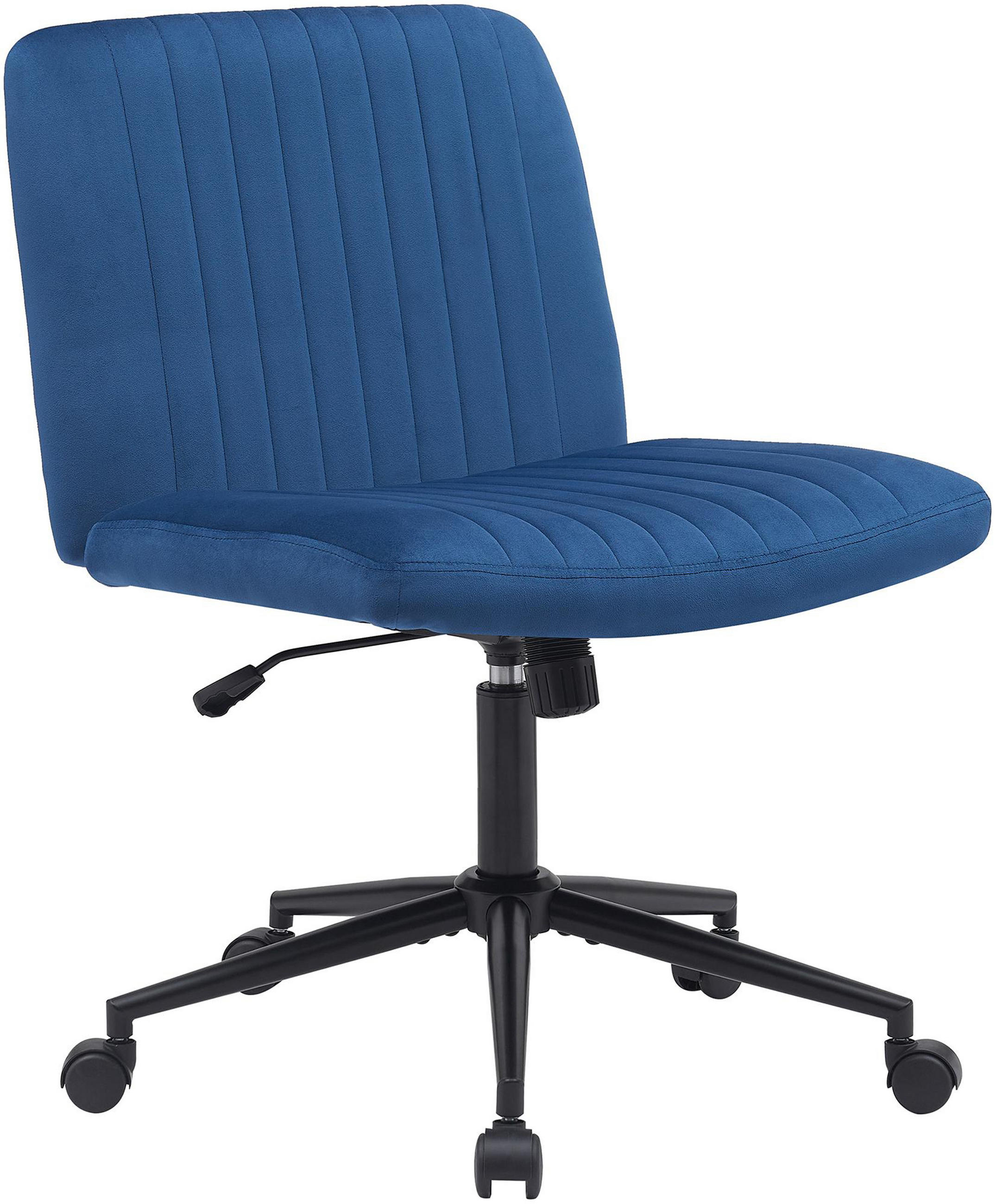 BÜROSTUHL Lynox Samt blau - Blau/Schwarz, Metall (62/98/65cm) - TPFLiving
