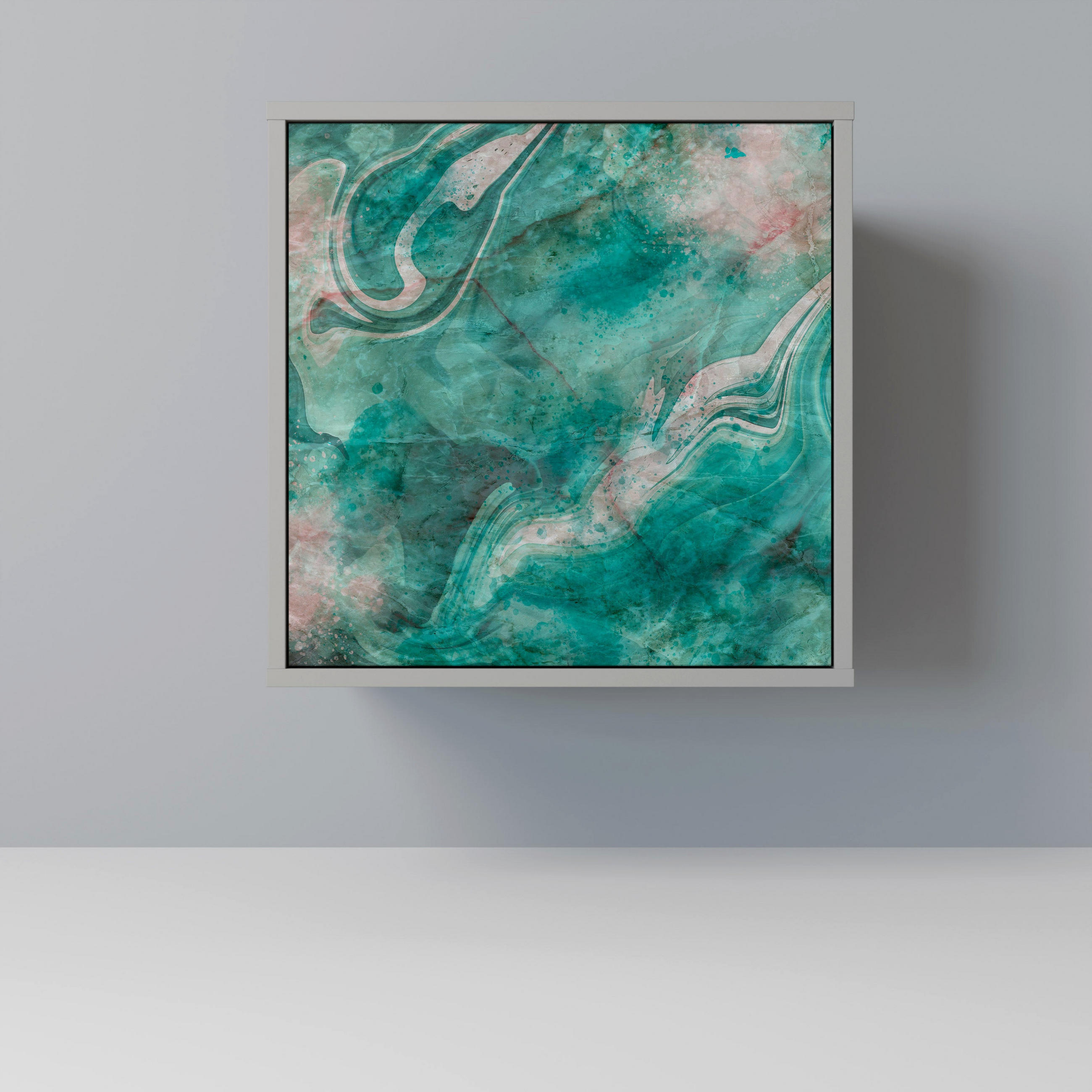 SIDEBOARD ABSTRACT ALCHEMY, Grau, 57,5x42x57,5 cm, Ohne Füße - Multicolor/Grau, Holzwerkstoff (57.5/57.5/42cm) - SpaceRebels