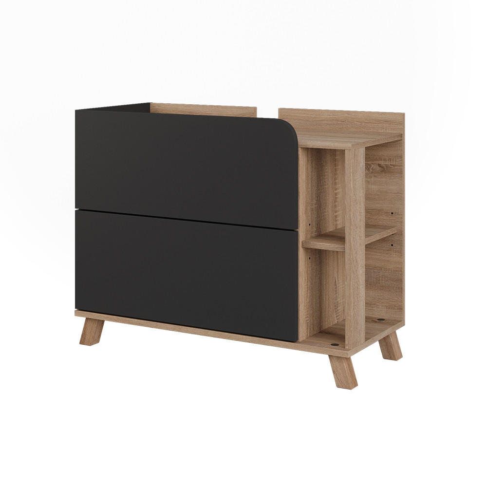 DOLNÍ SKŘÍŇKA POD DŘEZ Karen, Antracit/Sonoma, 80 x 65 cm se 2 zásuvkami - Sonoma dub/antracitová, kompozitní dřevo (80/65/35cm) - Vicco
