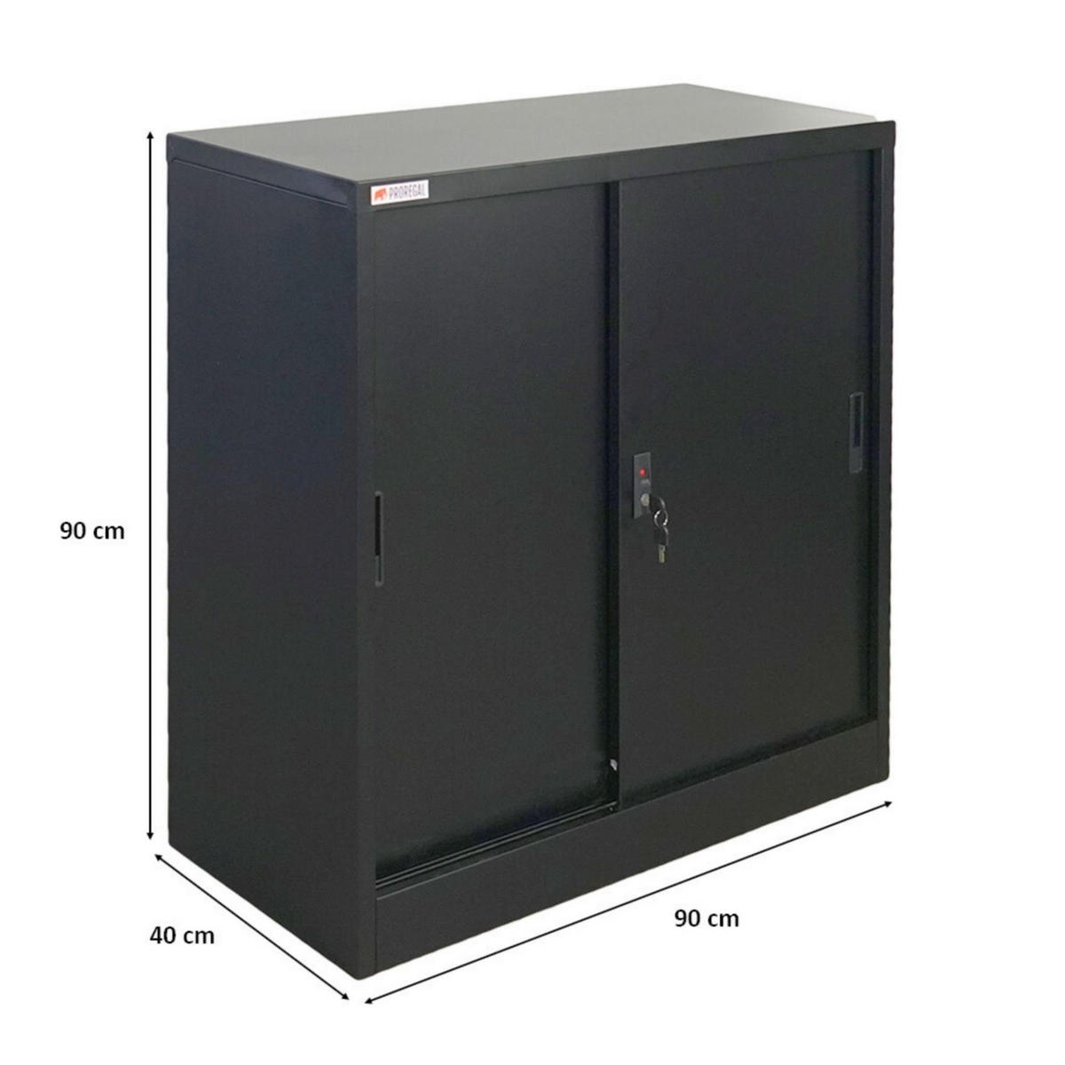 AKTENSCHRANK Elephant mit Schiebetüren 90x90x40cm Schwarz - Schwarz, Metall (90/90/40cm) - PROREGAL