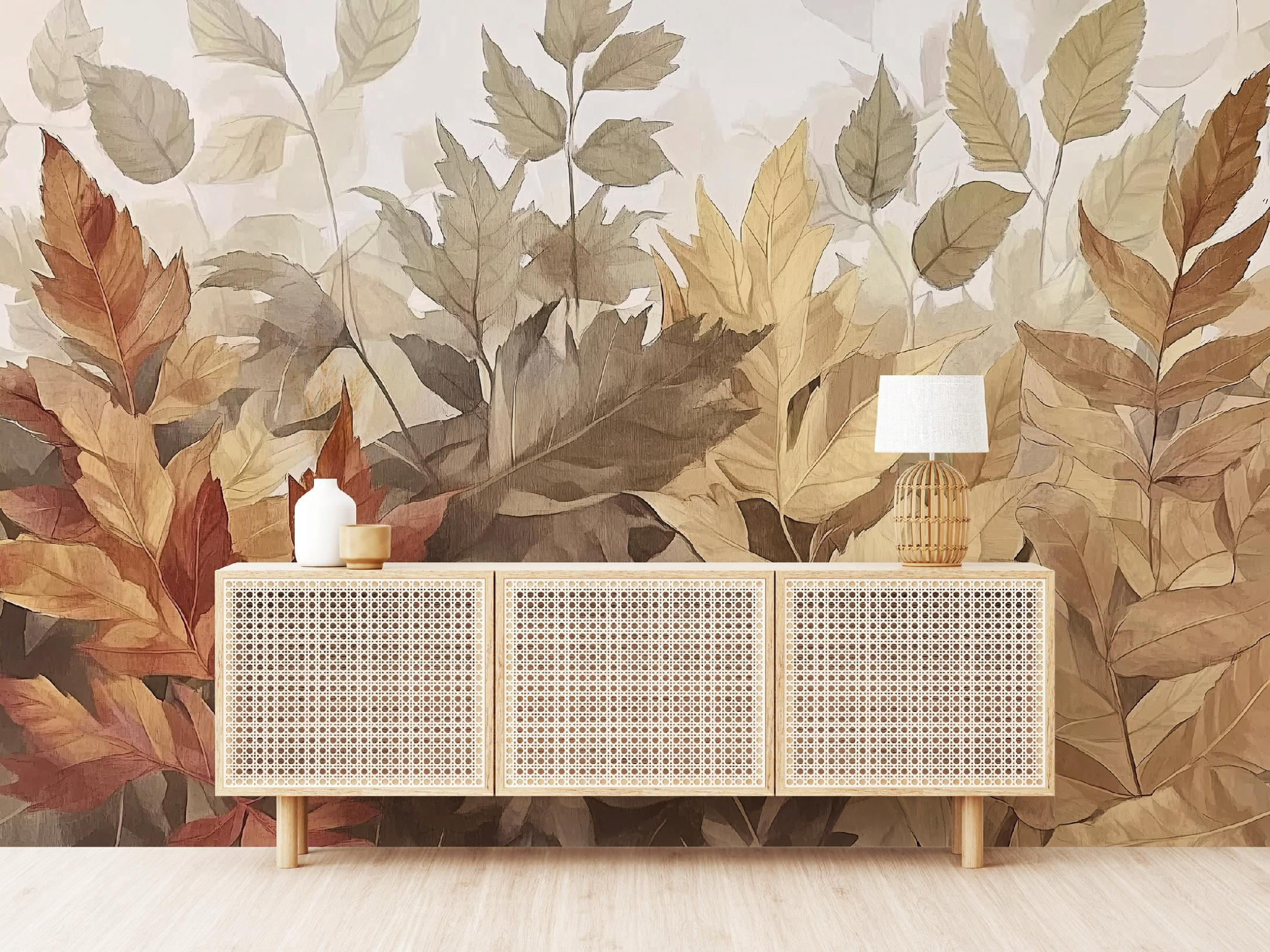 FOTOTAPETE Blätter Boho Natur Wohnzimmer Vlies Tapete 400x280 - Multicolor, Papier (400/280cm) - Wallarena