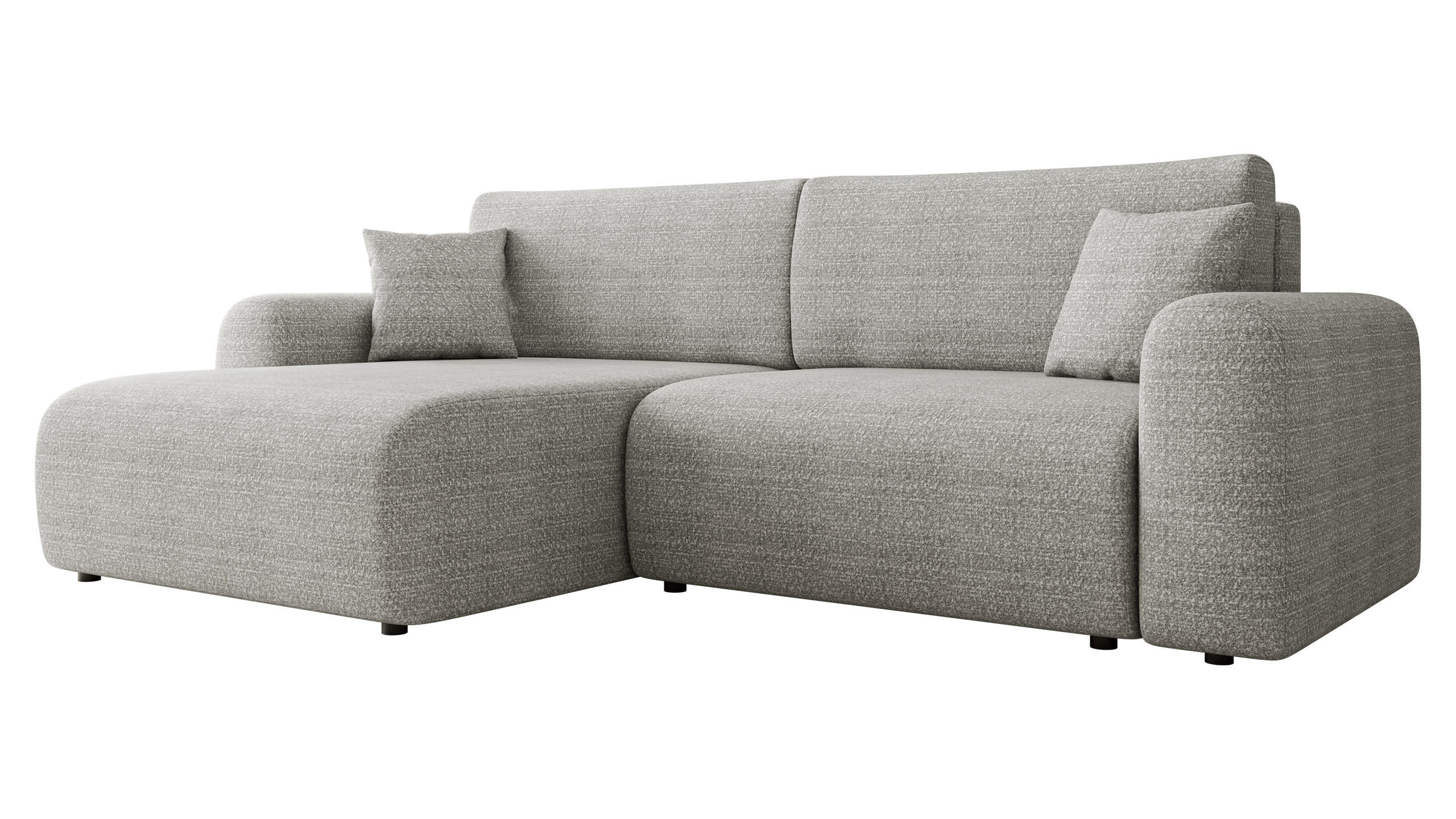 ECKSOFA Floryn L - Hellgrau/Schwarz, Holz/Kunststoff (245/145cm) - MIRJAN24