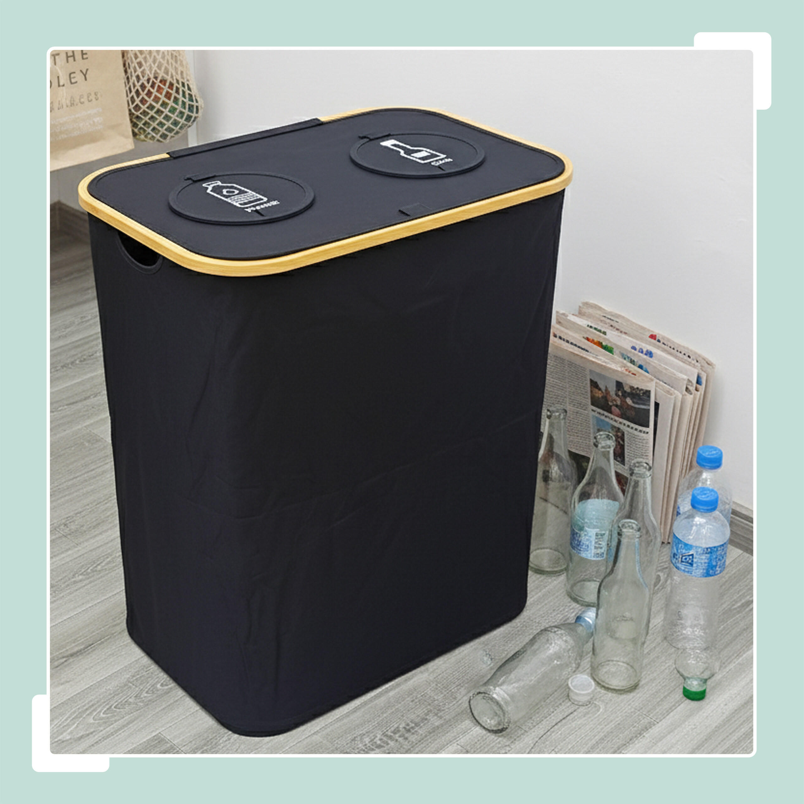 PFANDFLASCHEN-SAMMELBEHÄLTER - Beige, Holz/Kunststoff (57/80/37cm) - Relaxdays