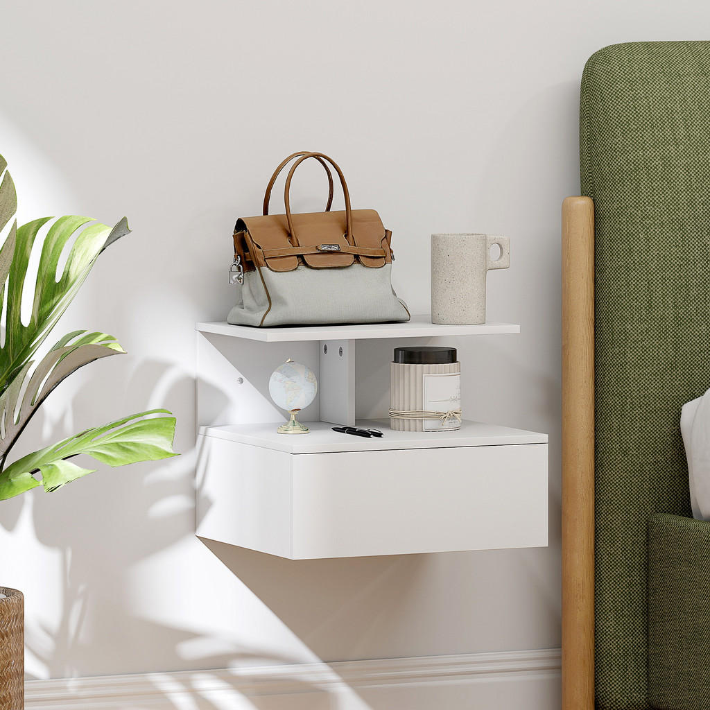 Thumbnail - Homcom Nachttisch, Weiß, Holzwerkstoff, 35x31.6x39.8 cm, Schlafzimmer, Nachttische