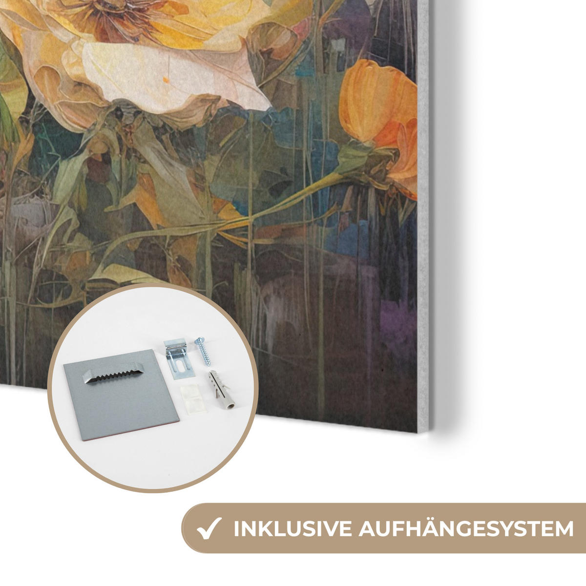 AKUSTIKPANEEL Blumen - Aquarell - Kunst - Botanisch - Natur 60x80 cm - Orange, Textil (60/0.9/80cm) - MuchoWow