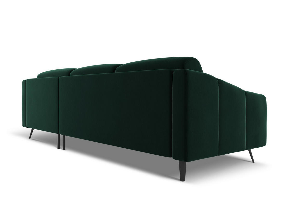 ECKSOFA Rechts Samt Stoff Grün - Dunkelgrün/Schwarz, Textil/Metall (264/160cm) - Makamii