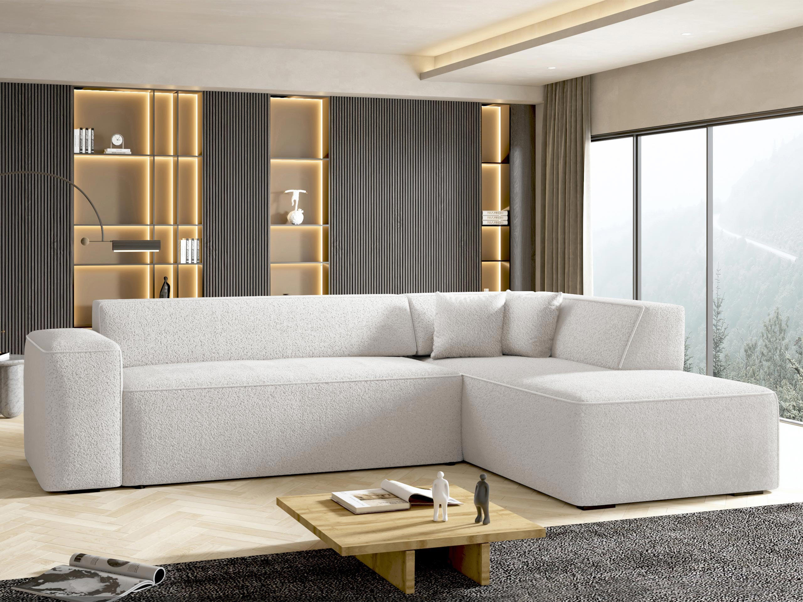 ECKSOFA Lordin Premium, Seite: Rechts - Creme, Holz/Textil (267/205cm) - MIRJAN24