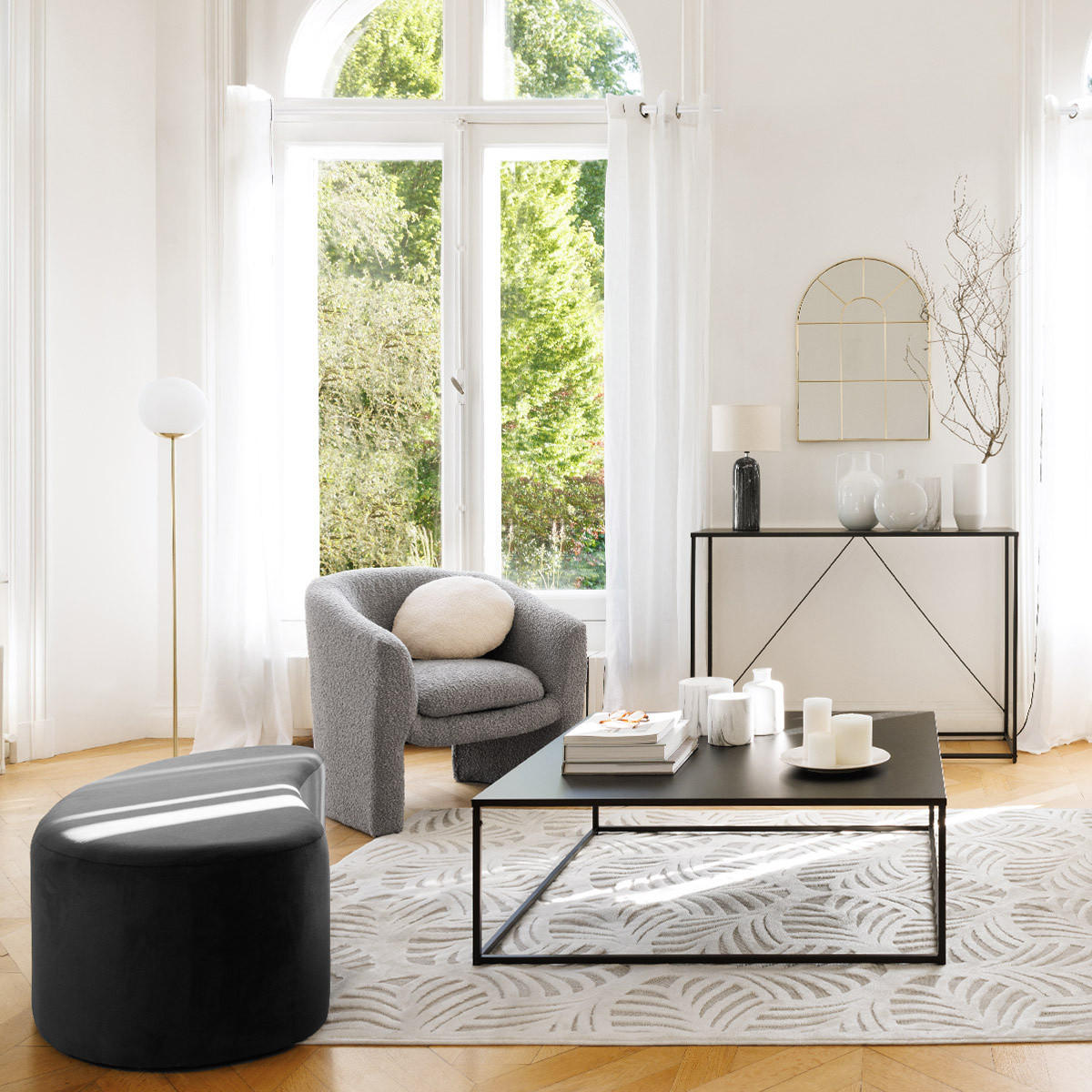 SITZBANK Samt Malone 98/51/35 cm - Grau, Holzwerkstoff (51/35/98cm) - Atmosphera Createur d´interieur