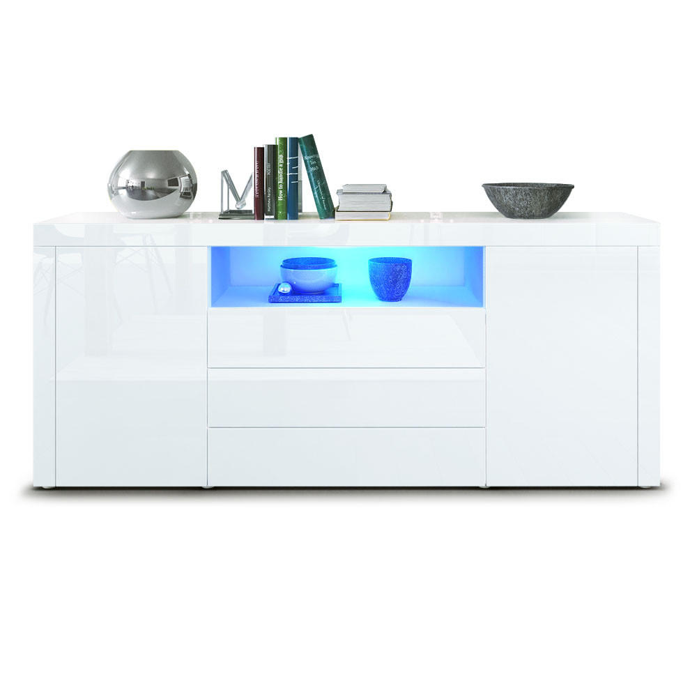 SIDEBOARD Santiago Weiß Hochglanz / Weiß Hochglanz - Weiß Hochglanz, Holzwerkstoff (167/72/35cm) - Vladon