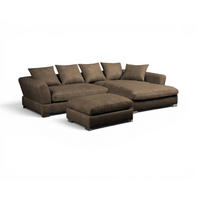 ECKSOFA Tizian Inkl. Hocker - Braun, Holzwerkstoff/Textil (290/182cm) - Fun Möbel