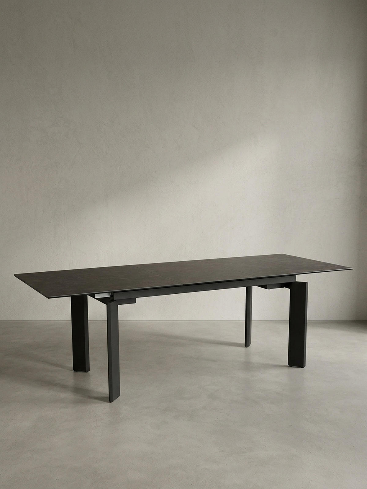 ESSTISCH Ausziehbar Keramik Glas Marmoroptik 180-240 MALTA, Schwarz 180x95x77 cm - Schwarz, Glas/Metall (95/180/77cm) - KADIMA DESIGN