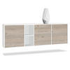SIDEBOARD Cuba Türen in Eiche Nordic - Silbereichenfarben, Holzwerkstoff (182/53/35cm) - Vladon