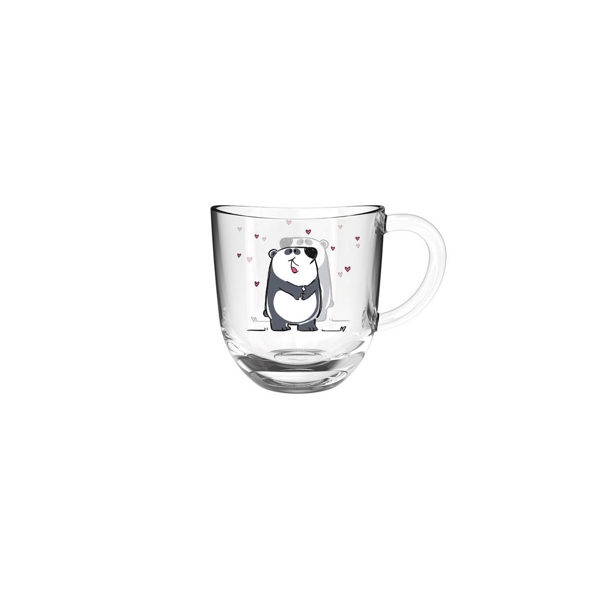 KINDERTASSE UND TRINKGLAS Bambini Panda 2er Set - Schwarz/Weiß, Glas (0.001L) - Leonardo Living