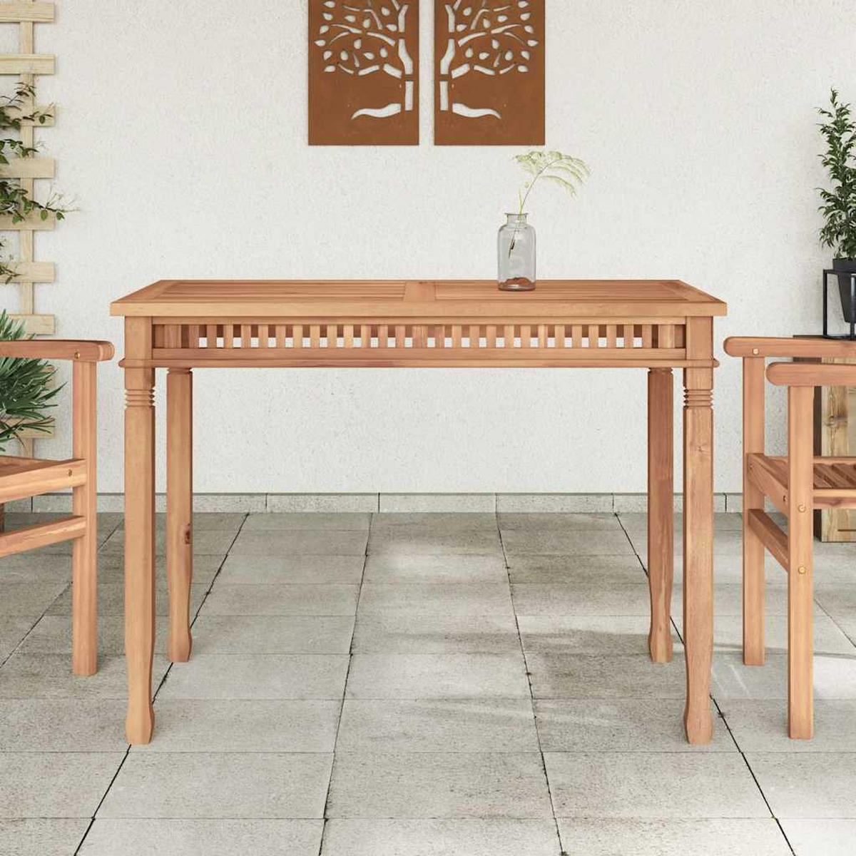 GARTENTISCH mit Lamellendesign, 120/65/80 cm, aus Massivholz Teak - Braun, Holz (65/120/80cm) - vidaXL