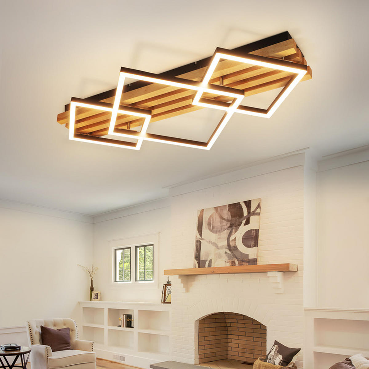 LED-DECKENLEUCHTE Elisabeth II 8.8/71.6/41.6cm - Eschefarben, Holz (8.8/71.6/41.6cm) - Nettlife