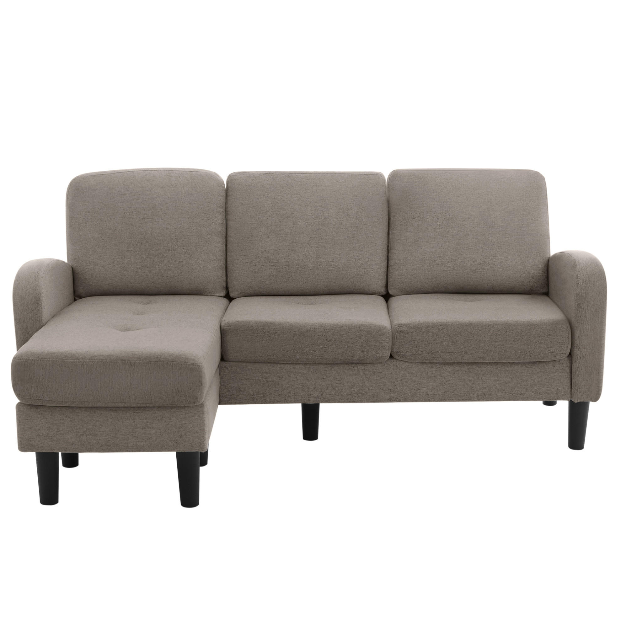 ECKSOFA L-Form 3-Sitzer mit Chaiselongue Baumwoll-Leinenstoff Dunkelgrau 166/118/77 cm - Dunkelgrau, Kunststoff (166/118cm) - OKWISH