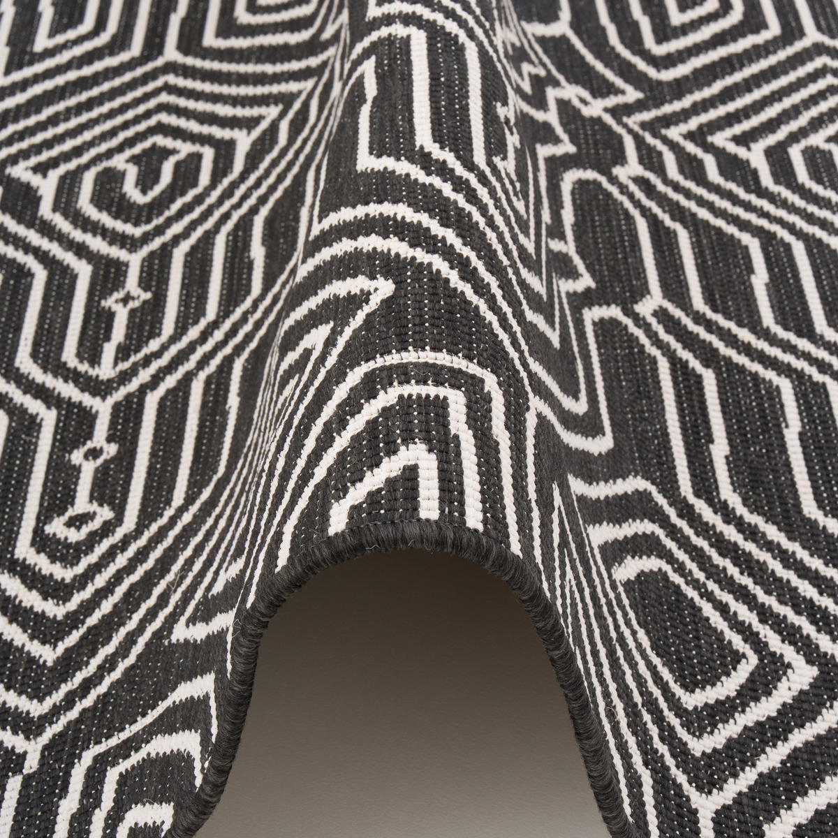 IN- UND OUTDOOR TEPPICH LÄUFER BEIDSEITIG NEWPORT - Schwarz, Textil (80/240cm) - Snapstyle