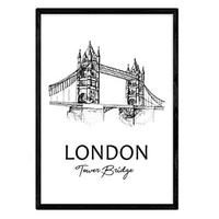 POSTER Städte Denkmäler London Tower Bridge A4 Schwarzer Rahmen - Schwarz, Papier (29.7/5/21cm) - Nacnic