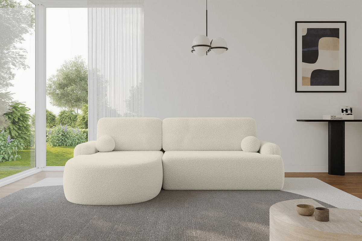 ECKSOFA mit Schlaffunktion und Bettkasten LIRA-L - 264x172x89 Beige - Beige, Holzwerkstoff/Textil (264/172cm) - ALTDECOR