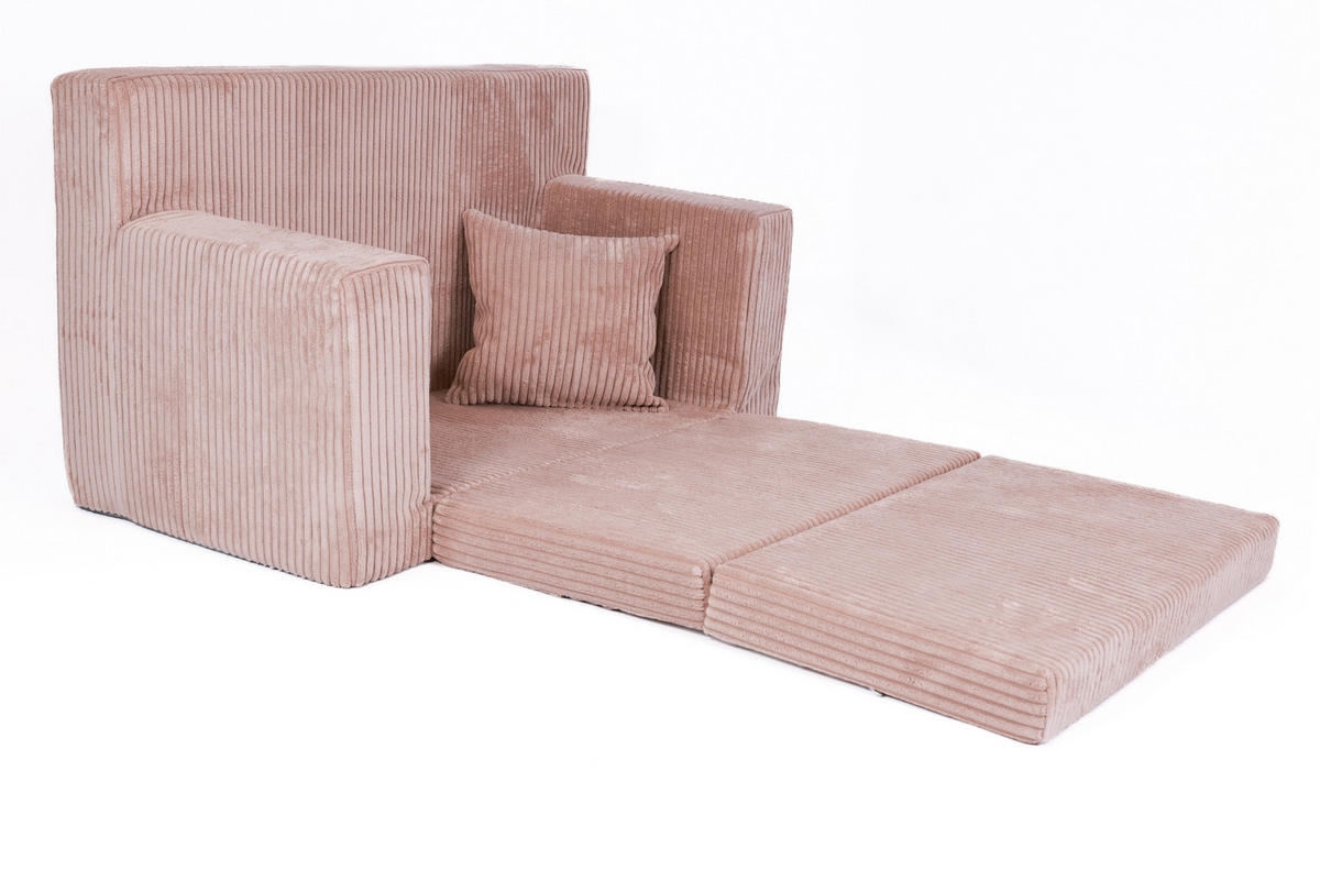 KINDERSOFA aus Kuschel-Cord in Altrosa - Altrosa, Textil (83/47/43cm) - Fortisline