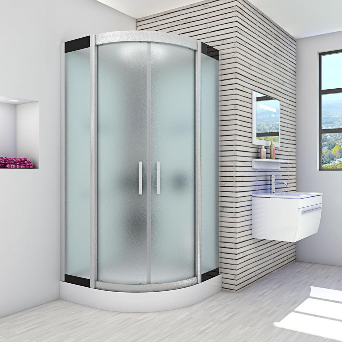 DAMPFDUSCHE Duschkabine D58-00M2-EC Weiß 80x80 - Weiß, Glas/Kunststoff (80/80/215cm) - AcquaVapore by Sandra Jentho