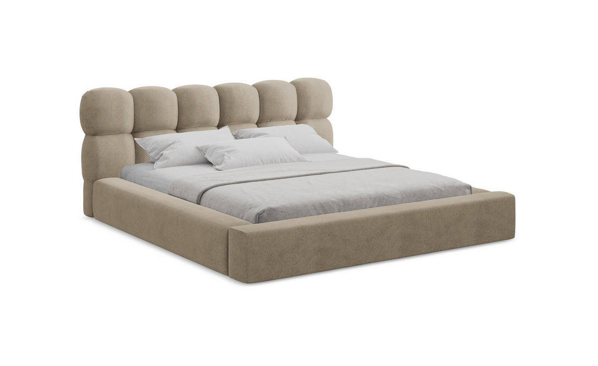 POLSTERBETT mit Bettkasten und Lattenrost 180x240 Beige - Beige/Schwarz, Kunststoff/Textil (140/200cm) - Makamii