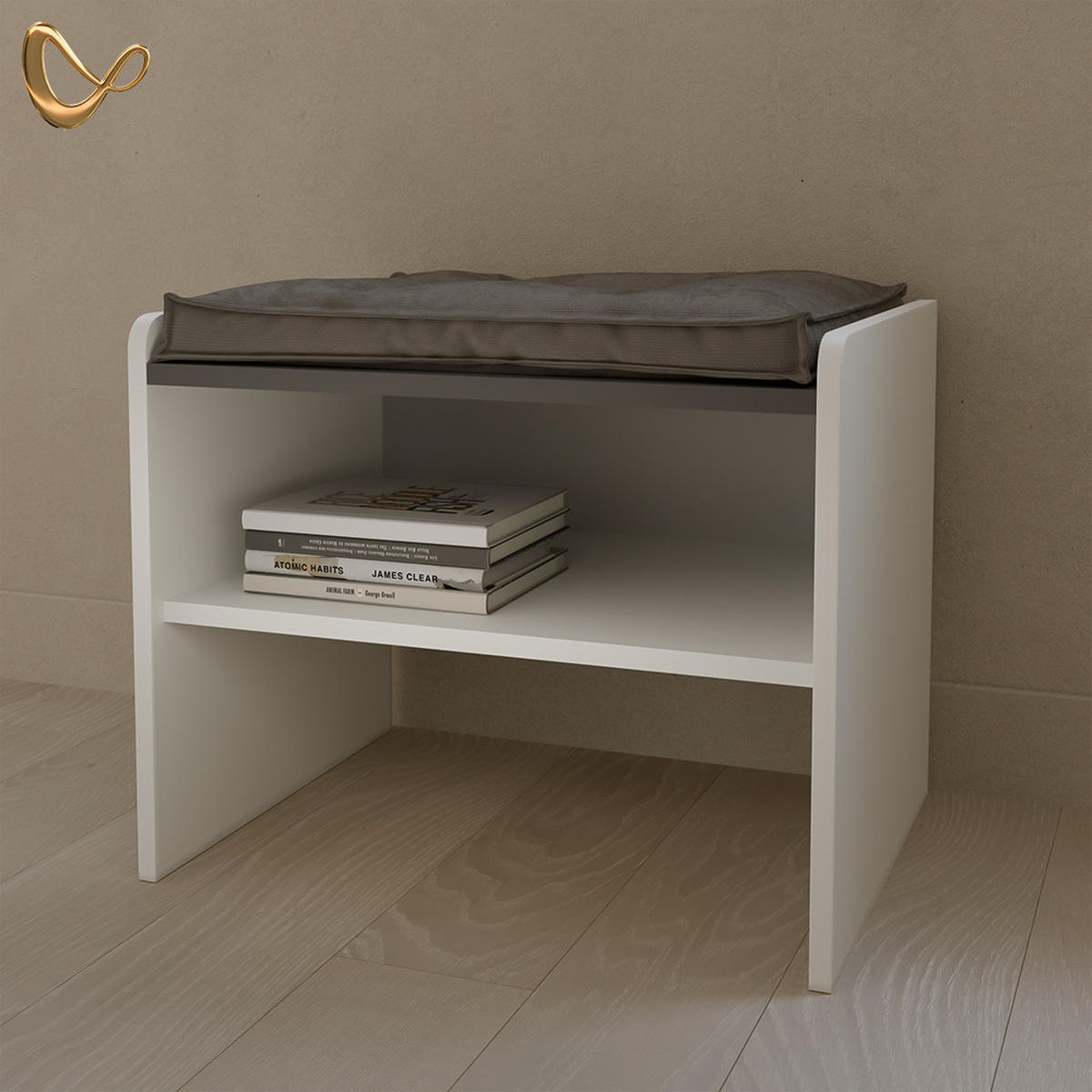 ESSZIMMERBANK Tiberio Weiß 53.5 x 41.1 cm - Weiß, Holzwerkstoff (53.5/45.5/41.1cm) - Livinity®