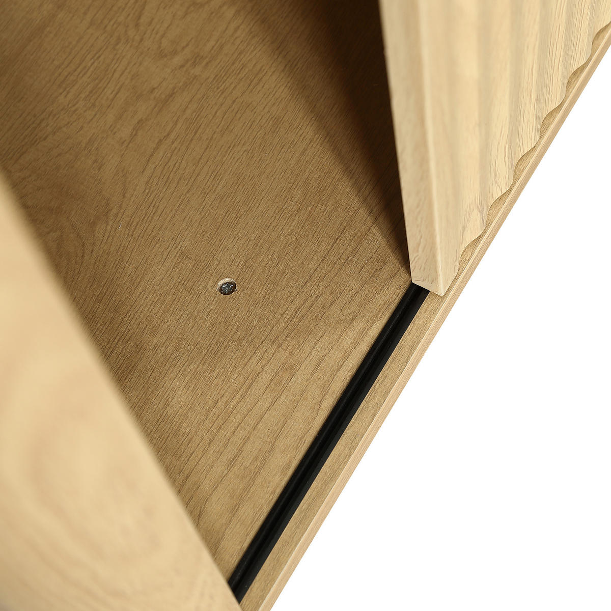 BADEZIMMERSCHRANK Wellenoptik Holzton 3 Schubladen Schiebetür 61cm - Naturfarben, Keramik (61/90/47cm) - FLIEKS