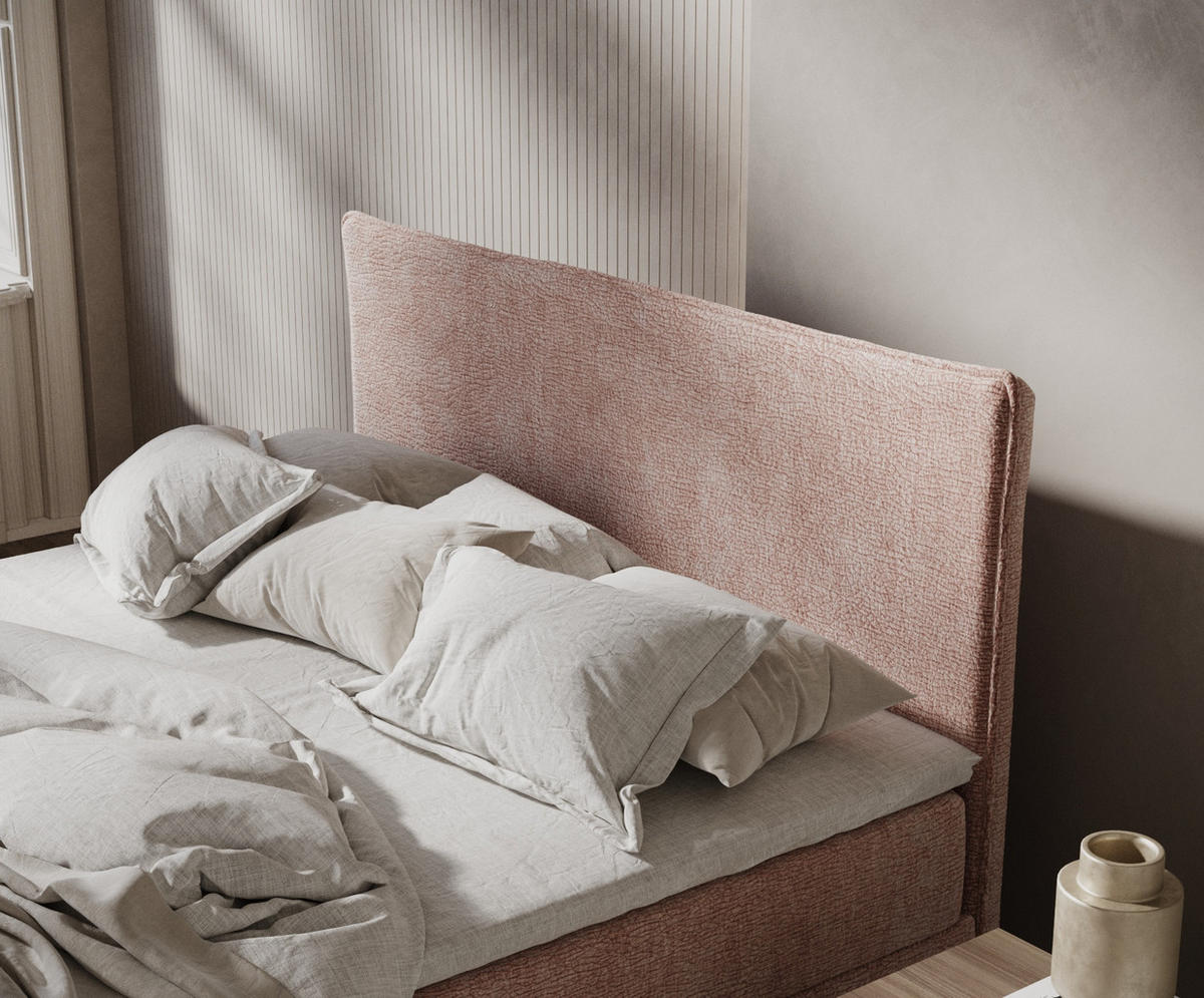 BOXBETT Peru Rosa 160/200 cm im Chenille-Stoff - Pink/Schwarz, Holz/Holzwerkstoff (160/200cm) - Maison de Reve