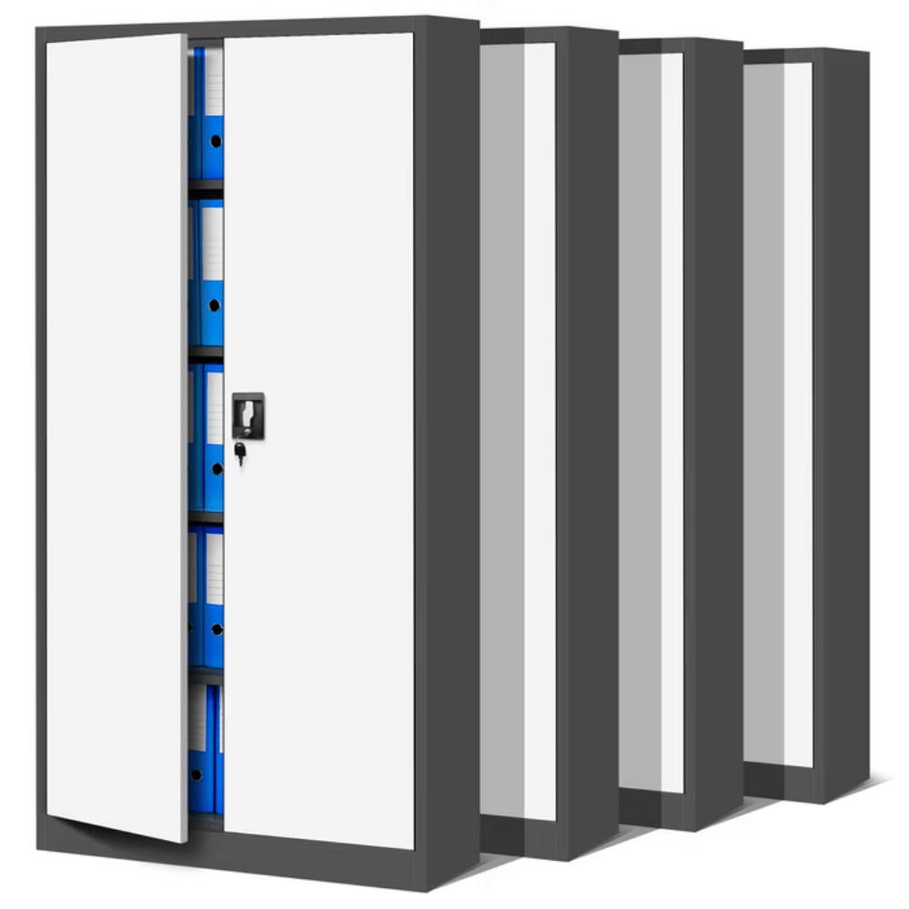 AKTENSCHRANK abschließbar 4er Set KADO 195x90x40cm Anthrazit-Weiß - Anthrazit, Metall (90/195/40cm) - DELUKE