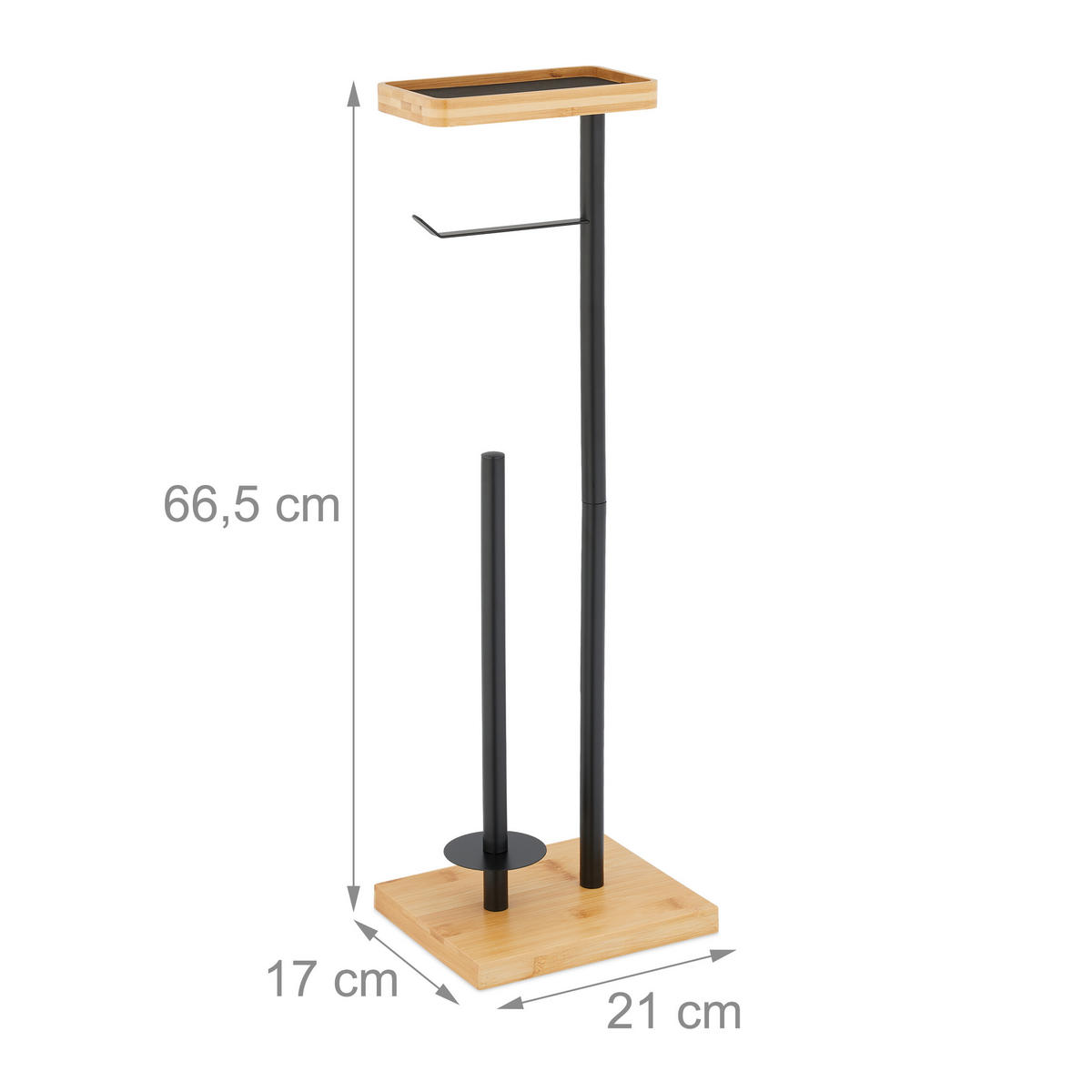 TOILETTENPAPIERHALTER - Schwarz, Holz/Kunststoff (21/66.5/17cm) - Relaxdays