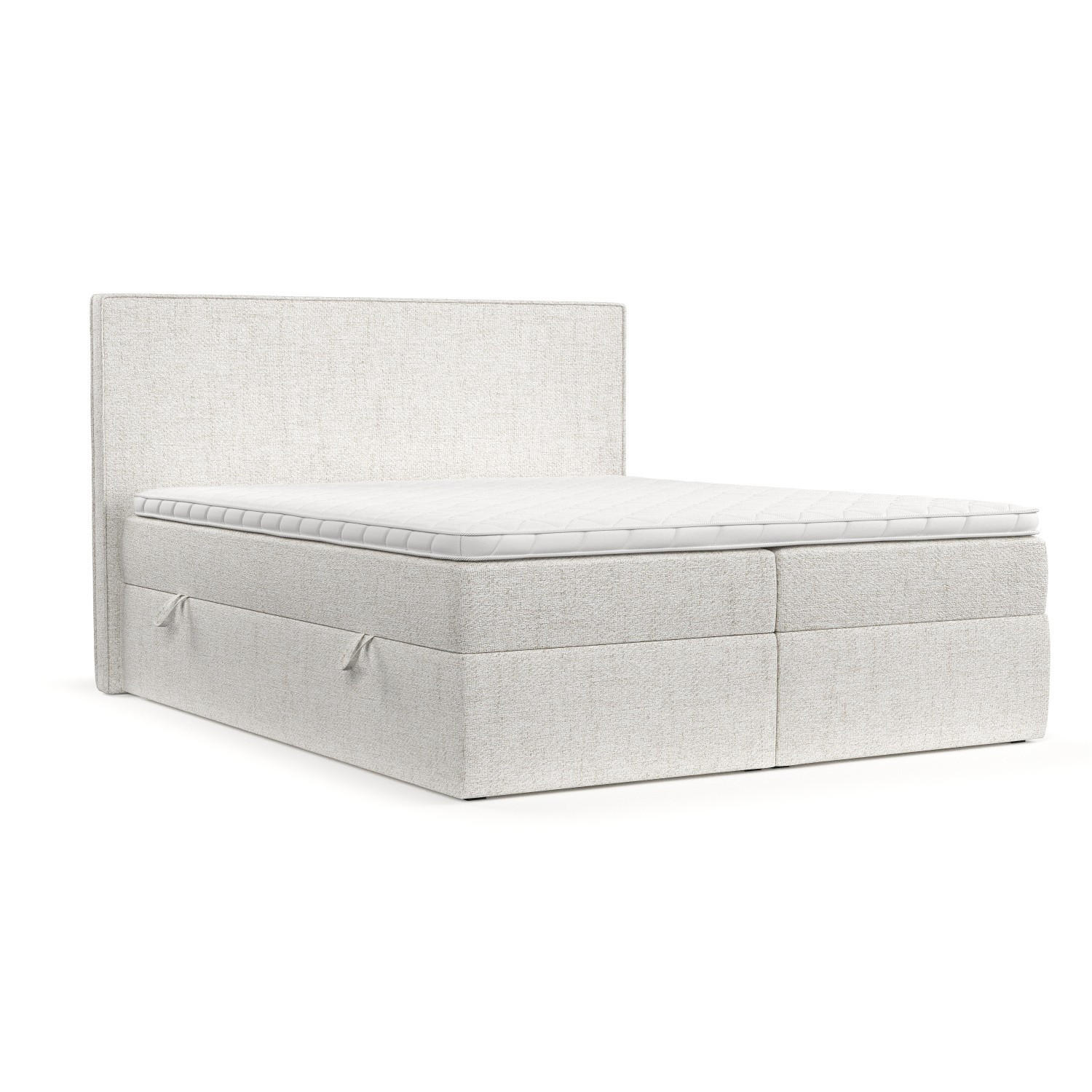 BOXBETT Nuvia 180/200 cm Creme im Neve Stoff - Creme/Schwarz, Holz/Holzwerkstoff (180/200cm) - AltaBeds