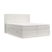 BOXBETT Nuvia 180/200 cm Creme im Neve Stoff - Creme/Schwarz, Holz/Holzwerkstoff (180/200cm) - AltaBeds