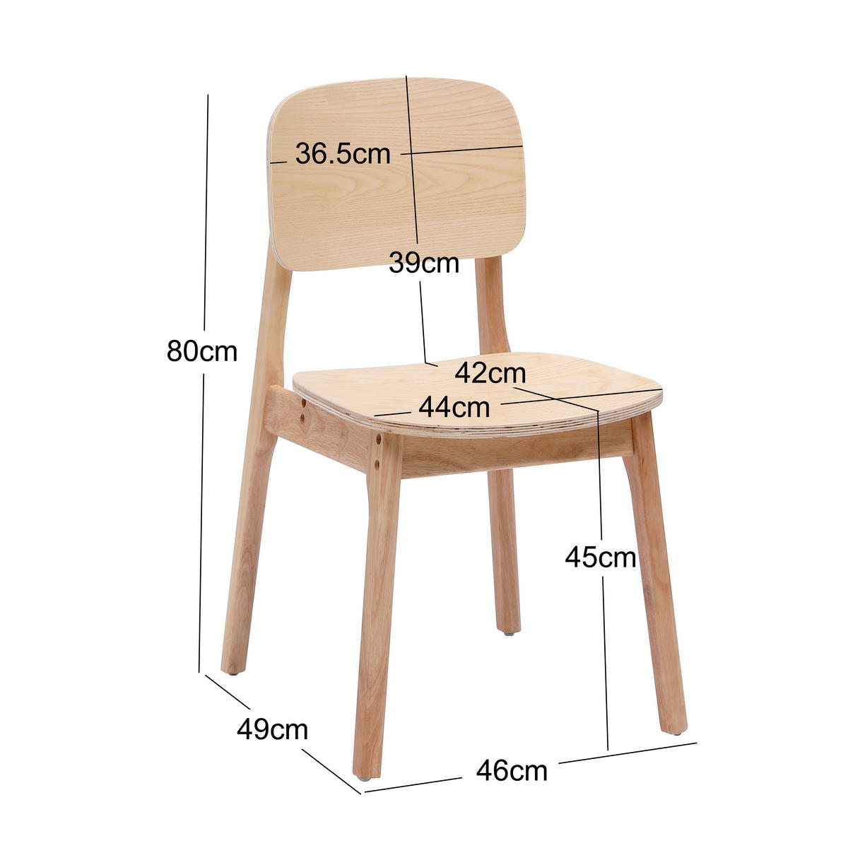 STUHL 2er-Set Holz Braun - Braun, Holz (46/80/49cm) - Nordlys