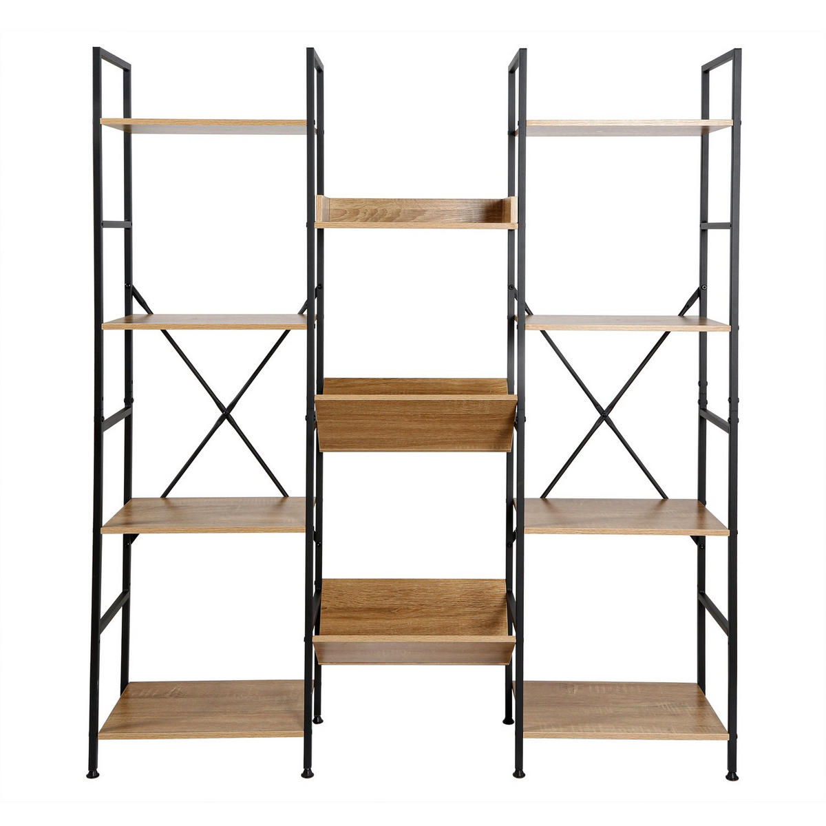 REGAL 11 Ebenen Industrial-Stil - L125 x H150 cm - Apfelbaumfarben, Holzwerkstoff (27/150/125cm) - Calicosy