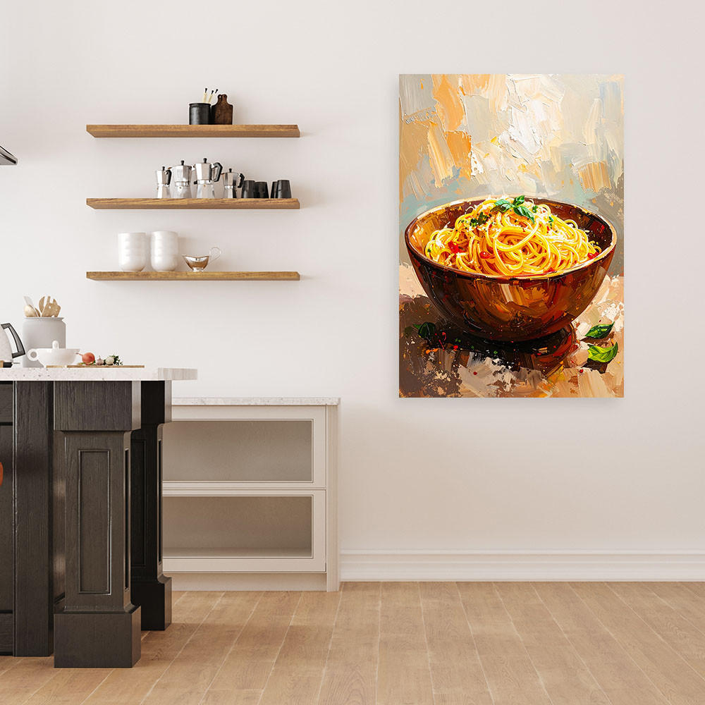 LEINWANDBILD Spaghetti Pasta 80x120cm - Beige, Textil (80/120cm) - Feeby