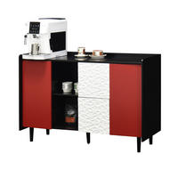 SIDEBOARD aus MDF 40x120x80 cm Schwarz/Rot mit 2 Schubladen, offenem Stauraum und Schrankfach - Schwarz, Holzwerkstoff (120/80/40cm) - Modfu