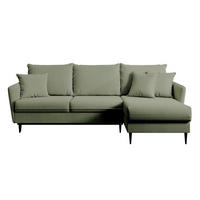 ECKSOFA Volio Salbeigrün Samt - Schwarz/Hellgrün, Textil/Metall (223/145cm) - Selsey
