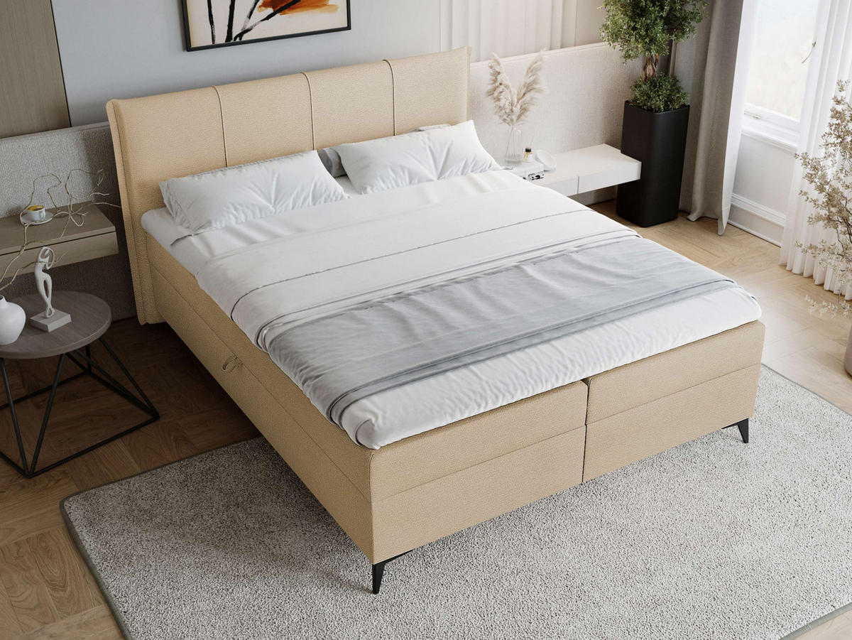 BOXBETT Eco Bis - H3 - Beige/Schwarz, Holz/Holzwerkstoff (160/200cm) - MIRJAN24
