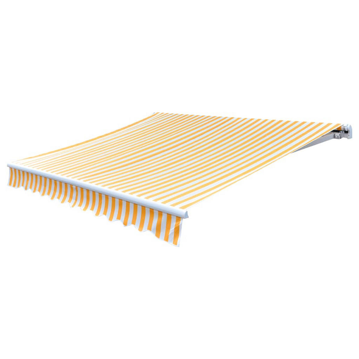 MARKISENSTOFF mit Volant| Gelb-Weiß, für 300x250cm Rahmen| Markisenbespannung Markisentuch - Gelb, Textil (280/0.3/245cm) - DELUKE