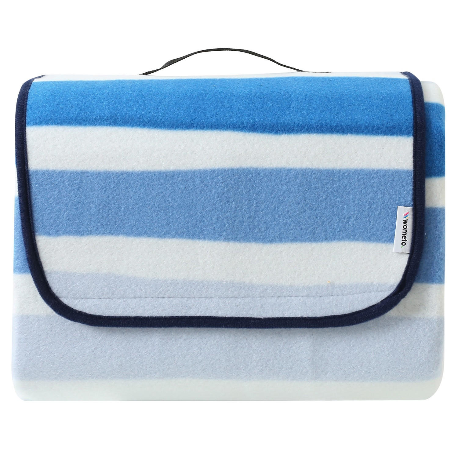 PICKNICKDECKE XXL 200x200 ecoline 100% recyceltes Fleece Streifen blau - Blau, Textil (200/200cm) - wometo